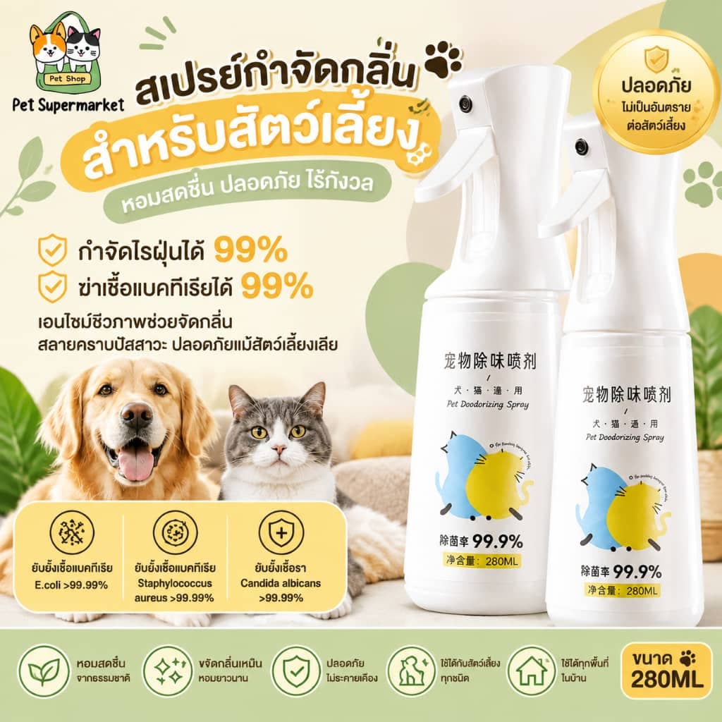 deo spray ดับกลิ่นฉี่แมวและสัตว์เลี้ยง ปลอดภัยกับสัตว์เลี้ยง สเปรย์ดับกลิ่นสัตว์เลี้ยง… รูปที่ 1