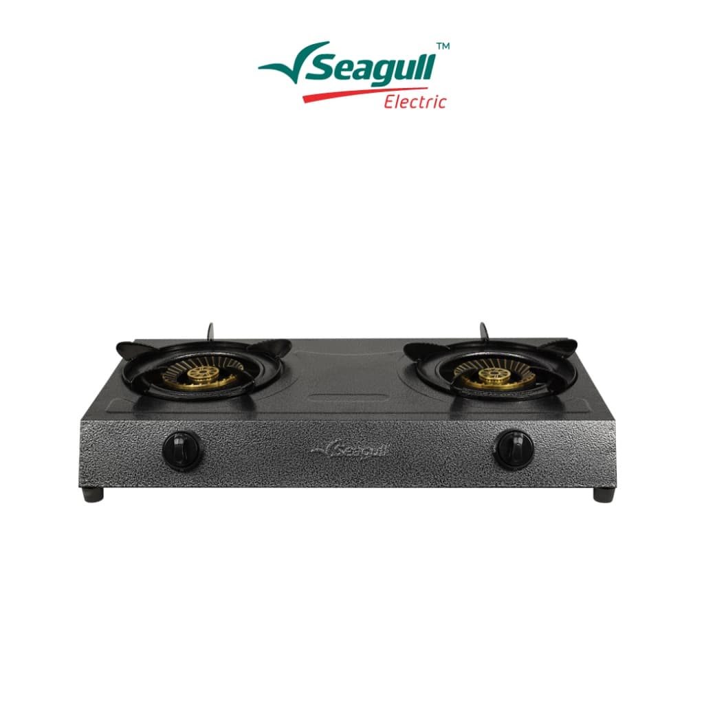 Seagull เตาแก๊สตั้งโต๊ะ 2 หัวทองเหลืองแท้ (เทา) 2-Burner Table Top Gas Stove (Gray) เตาแก๊ส2หัว