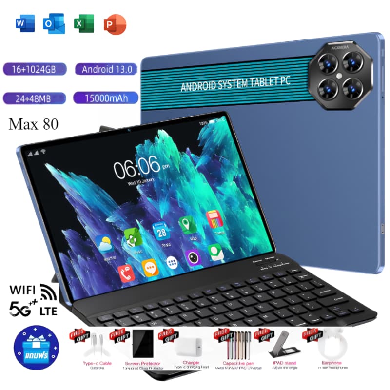 ซื้อ 1 แถม 6 Max 80 แท็บเล็ตหน้าจอ 12 นิ้ว Full HD Android13 รองรับ 2 ซิมการ์ด แท็บเล็ตเล่นเกมที่รันเร็ว… รูปที่ 1