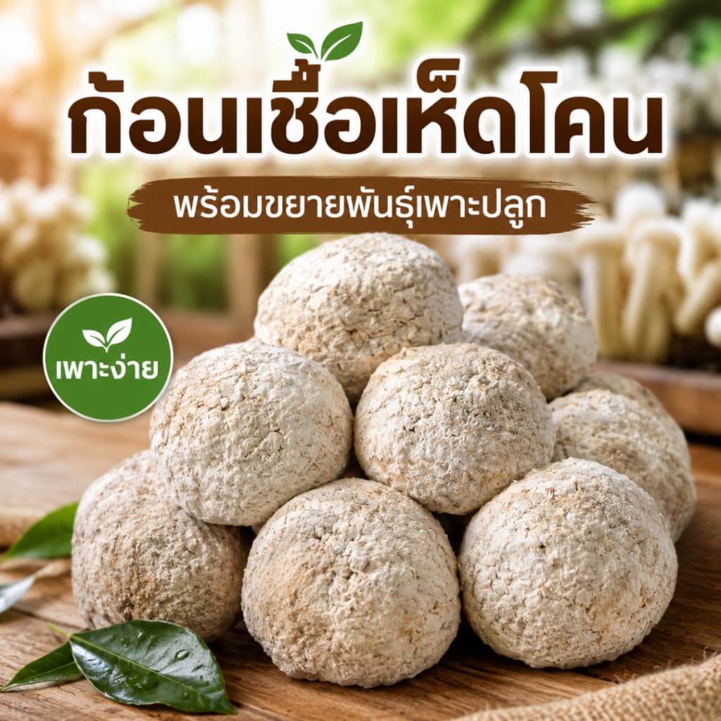 หัวเชื้อเห็ดโคนแท้(4ก้อน)สูตรเข้มข้น ปลูกง่าย ออกดอกดี ชุดเพาะเห็ดโคนพร้อมปลูก