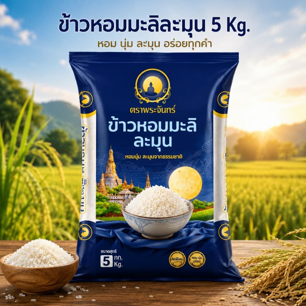 ข้าวสารตราพระจันทร์ หอมละมุน 5 กิโลกรัม โปรเปิดตัว หอม นุ่ม คุ้ม โปรด่วนในไลฟ์ รีบกด ส่งตรงจากโรงสี รีบกด