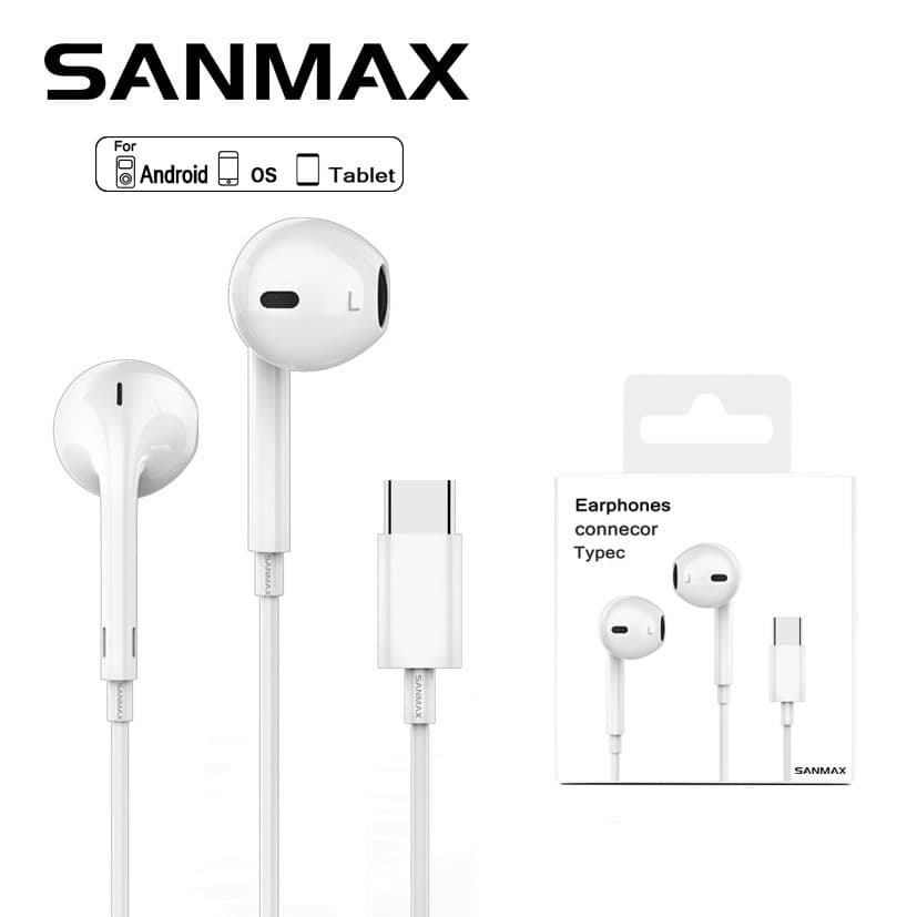 sanmax หูฟัง i16 Typec เสียงดี มีไมโครโฟนในตัว ชิปดิจิตอล สำหรับ os Android i15 i16 i17 i18 Tablet （รับประกัน…