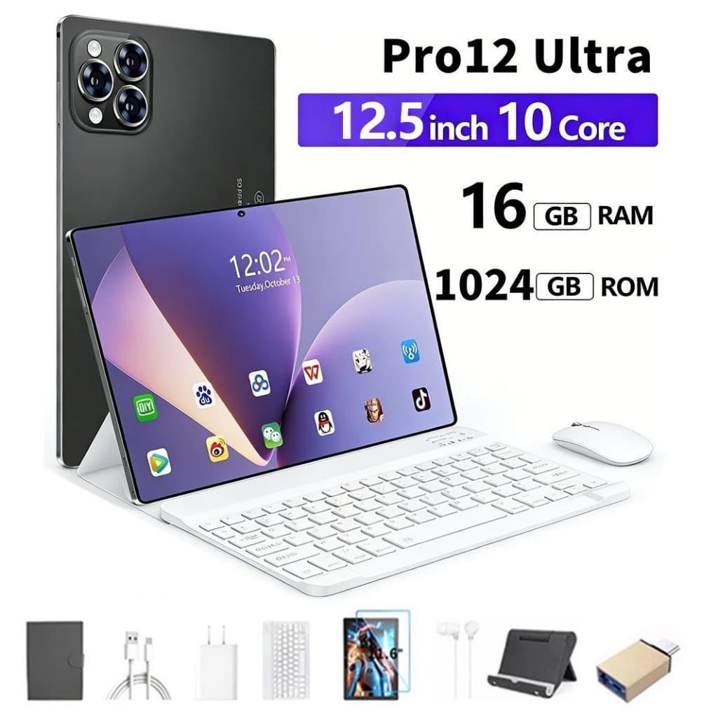ใหม่ Tab Pro12 Ultra แท็บเล็ต 12.5 นิ้ว 5G แท็บเล็ต Tablet โทรได้ Full HD แท็บเล็ตถูกๆ 16GB 1TB รูปที่ 1