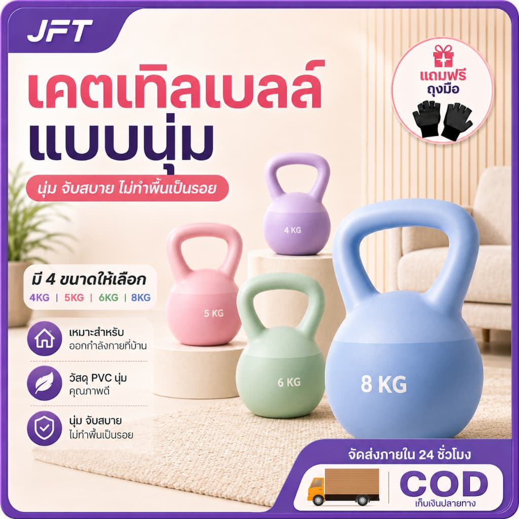 4/6/8KG เคตเทิลเบลล์แบบนุ่ม kettlebell วัสดุพีวีซีนุ่ม ดัมเบลยกน้ำหนัก เคตเทิลเบล ดัมเบลยกน้ำหนัก Sport…