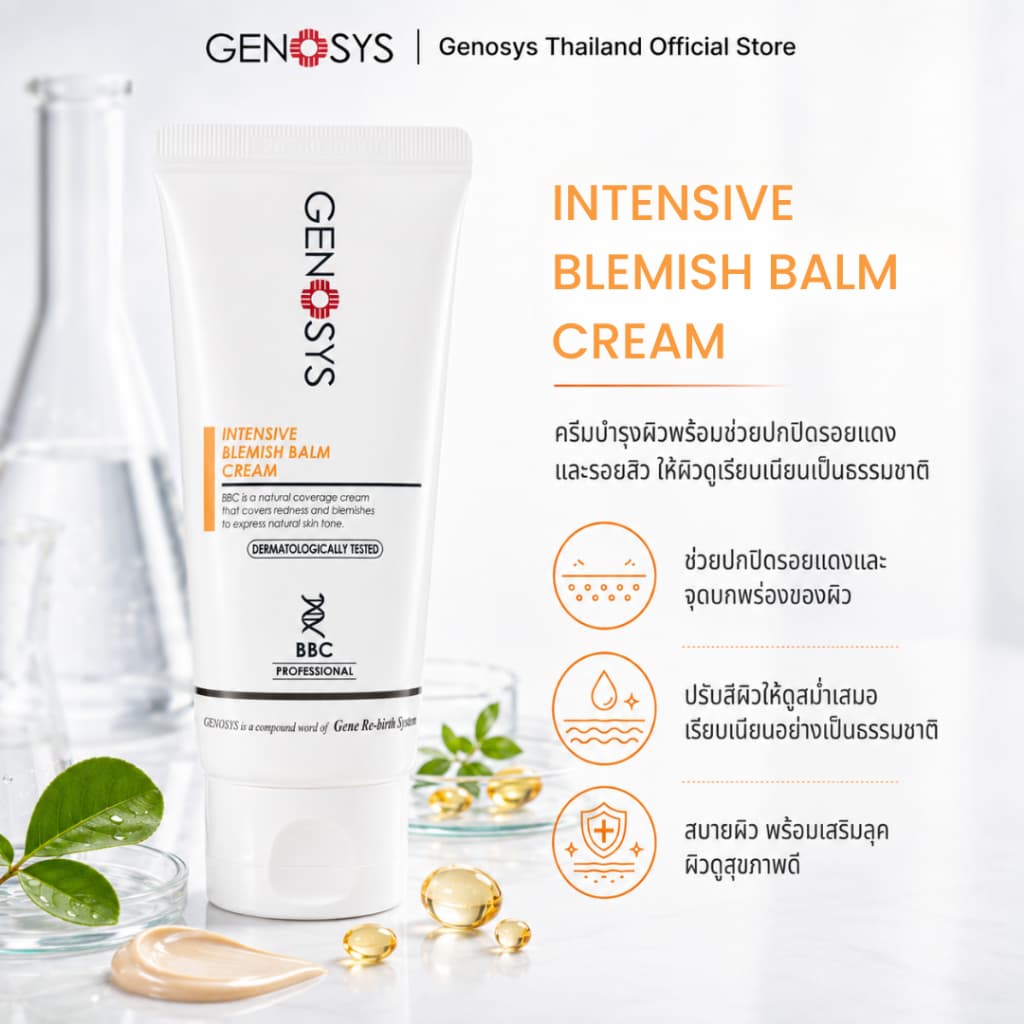 GENOSYS บีบีครีม Intensive Blemish Balm Cream ปกปิดผิว บำรุงผิว เนื้อบางเบา ผิวดูเรียบเนียน ของแท้ รูปที่ 1