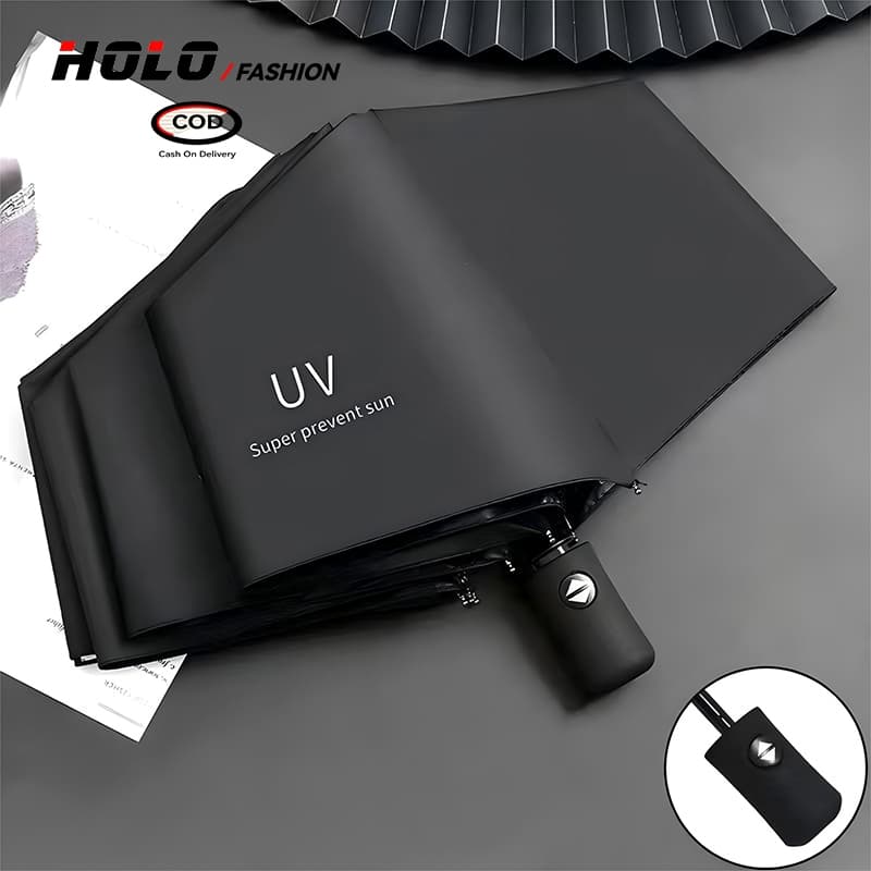 ร่มพับอัตโนมัติ อัตโนมัติ UV สำหรับวันที่แดดจัดและฝนตกคุณภาพร่ม UV เสริมโครง (8 กระดูก)