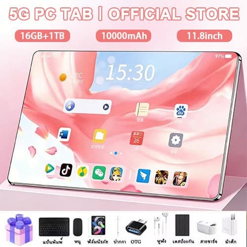 🥰【ซื้อ 1 แถม 11】 Tablet 5Gแท็บเล็ต รองรับซิม 2026 แท็ปเล็ต Android14แรม 16GB รอม 1TB แท็บเล็ต 11.6นิ้ว Full… รูปที่ 1