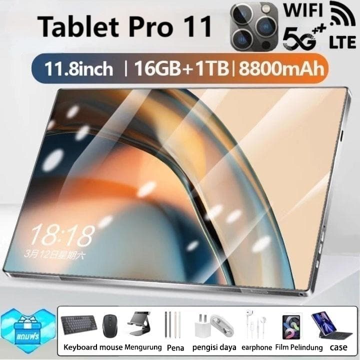 ซื้อ1แถม1 [ส่งของขวัญ 7]11.8นิ้ว HDจอใหญ่ขอบดำ แท็บเล็ต แกะ16GB+512GB แท็บเล็ตราคาถูก รองรับ2ซิม Tablet wifi… รูปที่ 1
