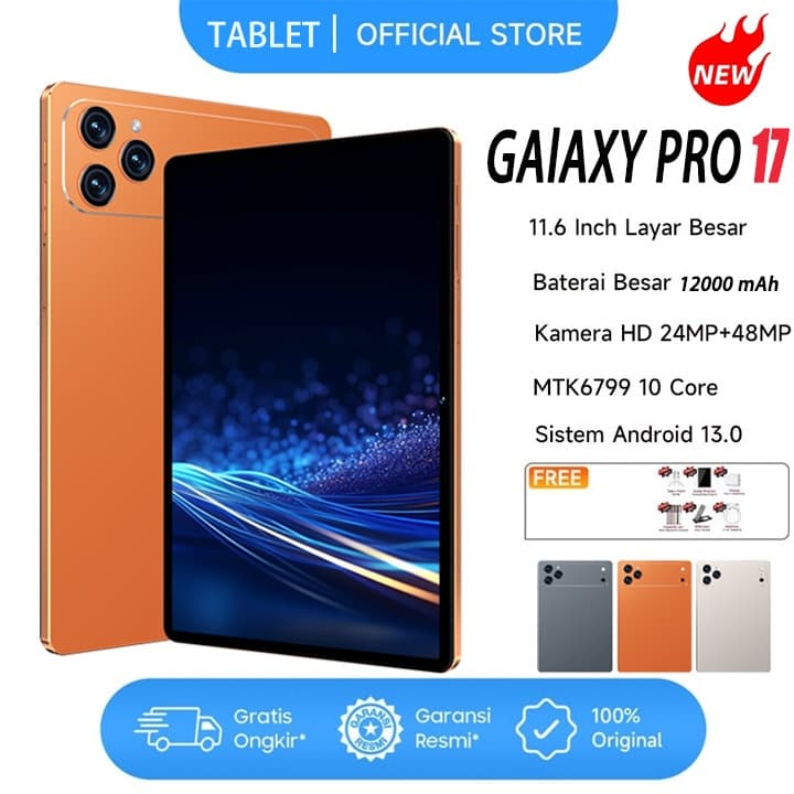 แท็บเล็ต GALAXY PRO17 11.6นิ้ว MTK6799 10คอร์ แบตเตอรี่12000mAh กล้อง24MP+48MP Android13 แท็บเล็ตคอมพิวเตอร์… รูปที่ 1