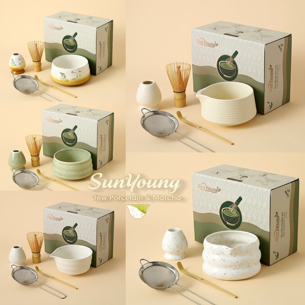 🍵ชุดชงมัทฉะ 5 ชิ้น กล่องหรู chawan matcha set bowl งานคราฟต์ระดับมาสเตอร์ จากญ ถ้วยชงมัทฉะ ถ้วยชงชาเขียว…