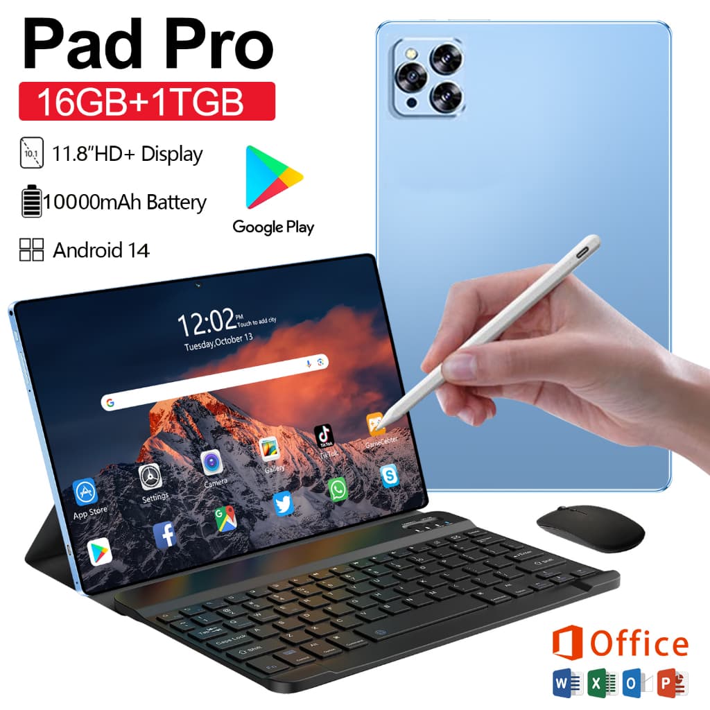 2026 Pad Pro 11.8นิ้ว แท็บเล็ตดั้งเดิม 5G Tablet PC 16GB+1TB ROM Dual SIM WiFi for work games watching videos รูปที่ 1