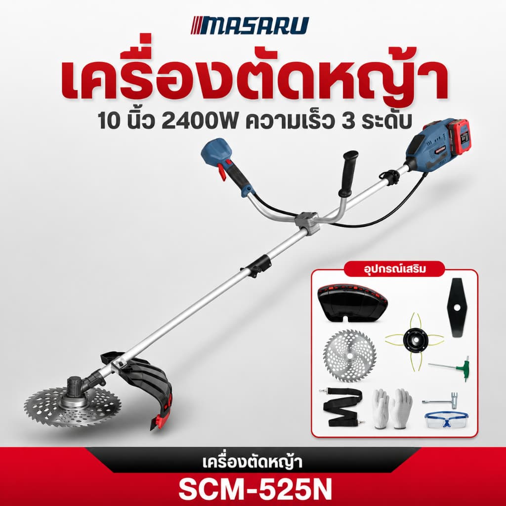 MASARU เครื่องตัดหญ้าไร้สาย รุ่น SCM-525 เครื่องตัดหญ้า 10 นิ้ว แบตเตอรี่ 40V POWER TURBO รูปที่ 1