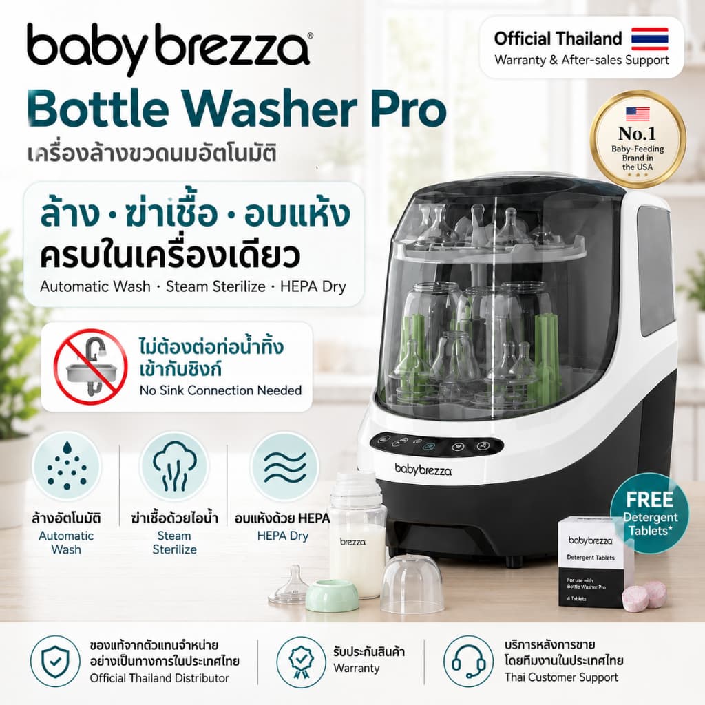 Baby Brezza Bottle Washer Pro®เครื่องล้างขวด All-in-1 ล้าง ฆ่าเชื้อ อบแห้ง อัตโนมัติพร้อมส่ง