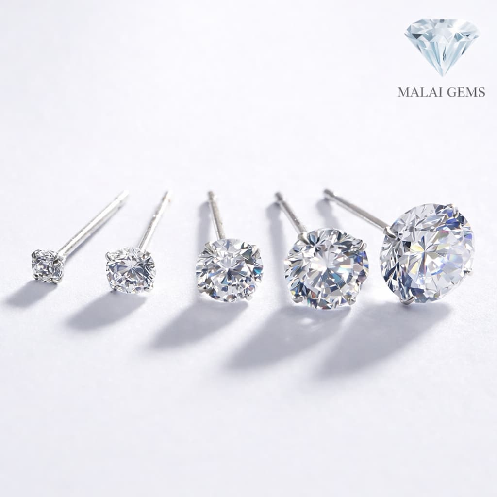 ต่างหูเพชรคู่ CZ แท้ 100% ไม่ลอก ไม่ดำ 💎 Malai Gems รับประกัน 10 ปีเต็ม ไม่แพ้ ไม่คัน Sensitive earring…