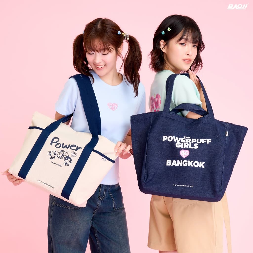 BAOJI บาโอจิ The Powerpuff Girls Collection กระเป๋าผ้า Canvas Tote Bag รุ่น BPGRBT กระเป๋าสะพายไหล่… รูปที่ 1