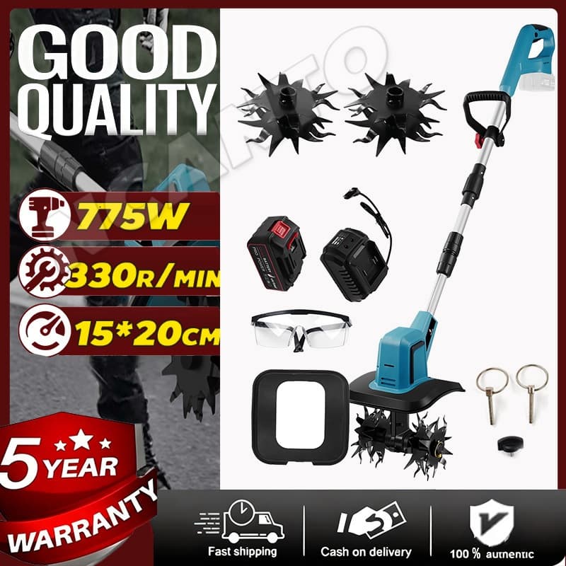 Makita เครื่องพรวนดิน ไฟฟ้า เครื่องพวนดิน -ไถดิน เครื่องคลายดินสำหรับใช้ในบ้าน พกพาได้ รับใบมีด4ใบ รูปที่ 1