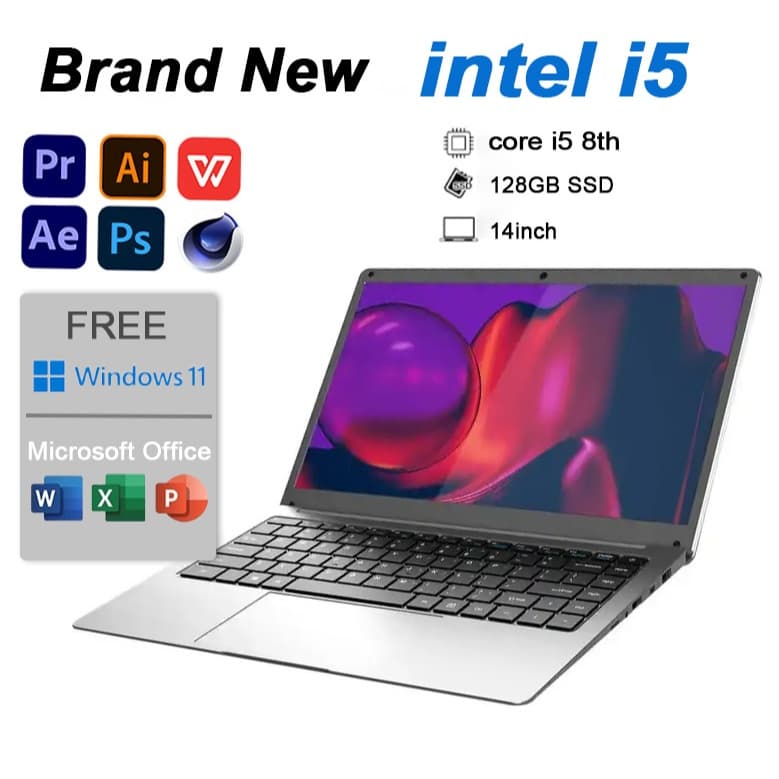 Intel Core i5 /N400/J4125 แล็ปท็อป 14 นิ้วใหม่รับประกัน 2 ปีฟรี 12+128G หน่วยความจำฟรีติดตั้ง Win 11 และ MS… รูปที่ 1