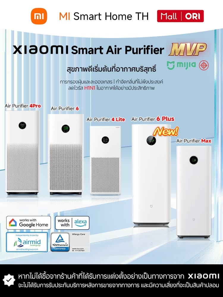 (พร้อมส่งทันที) Xiaomi Smart Air Purifier 6/4 Lite/4 Compact/4Pro/Elite/Max เครื่องฟอกอากาศ ควบคุมผ่านแอป รูปที่ 1