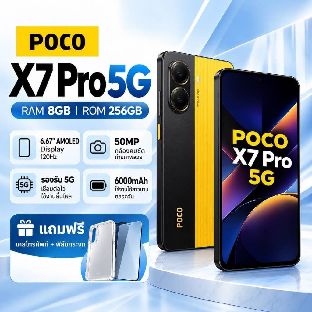 POCO X7 Pro 5G 8+256GB โทรศัพท์มือถือ 5G AMOLED 120Hz 6000mAh รูปที่ 1
