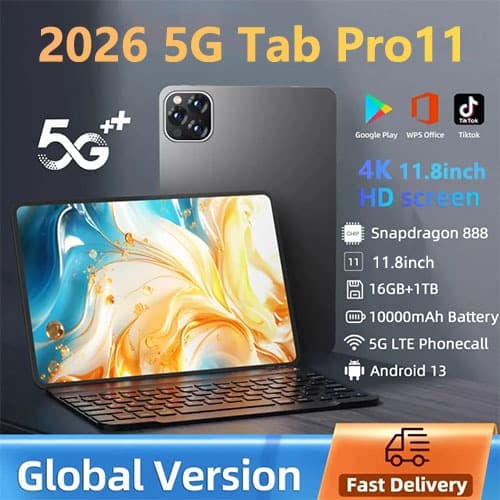 🥰OPPU【ซื้อ 1 แถม 11】New แท็บเล็ต รองรับซิม+wifi 2026 5Gแท็บเล็ต11.6นิ้ว Android 13 16GB +1TB DualSIM… รูปที่ 1