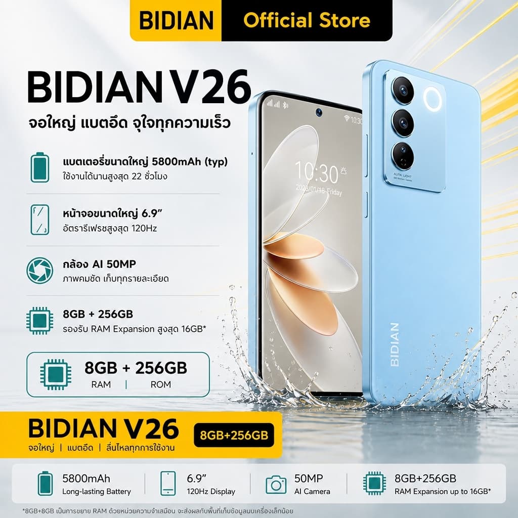 ใหม่ที่ขายดีที่สุด S26U โทรศัพท์มือถือ 6.9นิ้ว ของแท้ข้อมูลจำเพาะสมาร์ทโฟน RAM 8GB ROM 256G 5,800mah… รูปที่ 1