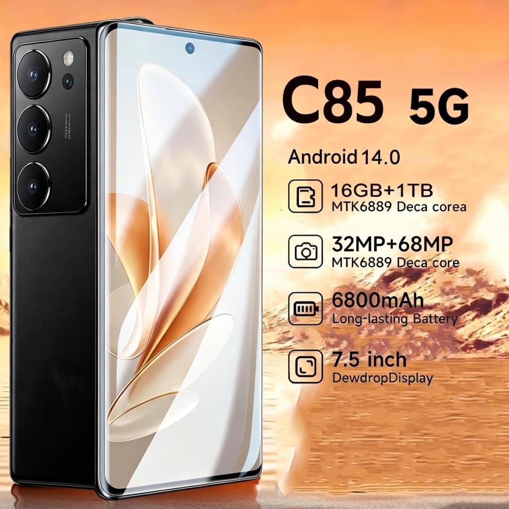 ใหม่ที่ขายดีที่สุด C85 โทรศัพท์มือถือ 7.1นิ้ว ของแท้ข้อมูลจำเพาะสมาร์ทโฟน RAM 8GB ROM 256G 5,800mah… รูปที่ 1