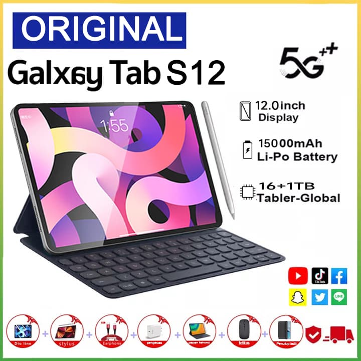 ซื้อ1แถม10 รับประกัน 1ปี แท็บเล็ต12นิ้ว แรม16GBรอม 1TBแท็บเล็ต5G LTE+WiFi โทร เล่นเกมลื่น4K Full HD… รูปที่ 1