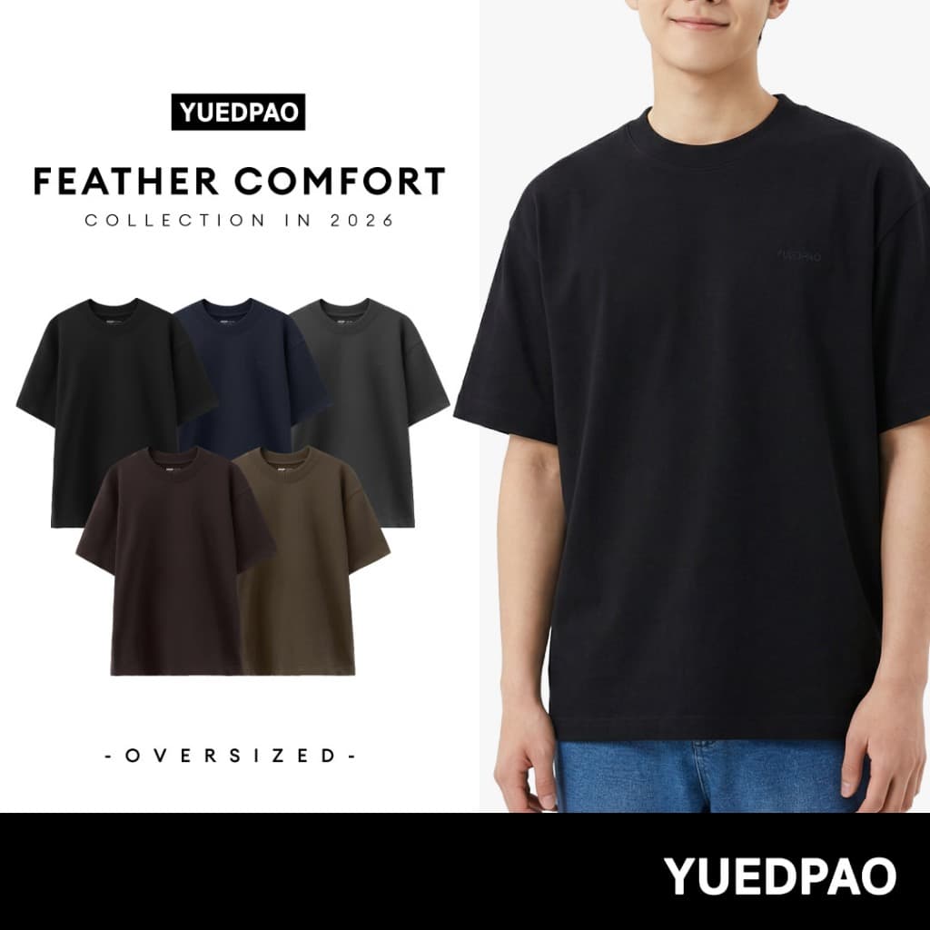 Yuedpao Oversized Feather Comfort 2026 เสื้อยืดโอเวอร์ไซส์ ผ้าหนานุ่ม ทรงสวย ยับยากรีดง่าย เสื้อยืดเปล่า Set… รูปที่ 1
