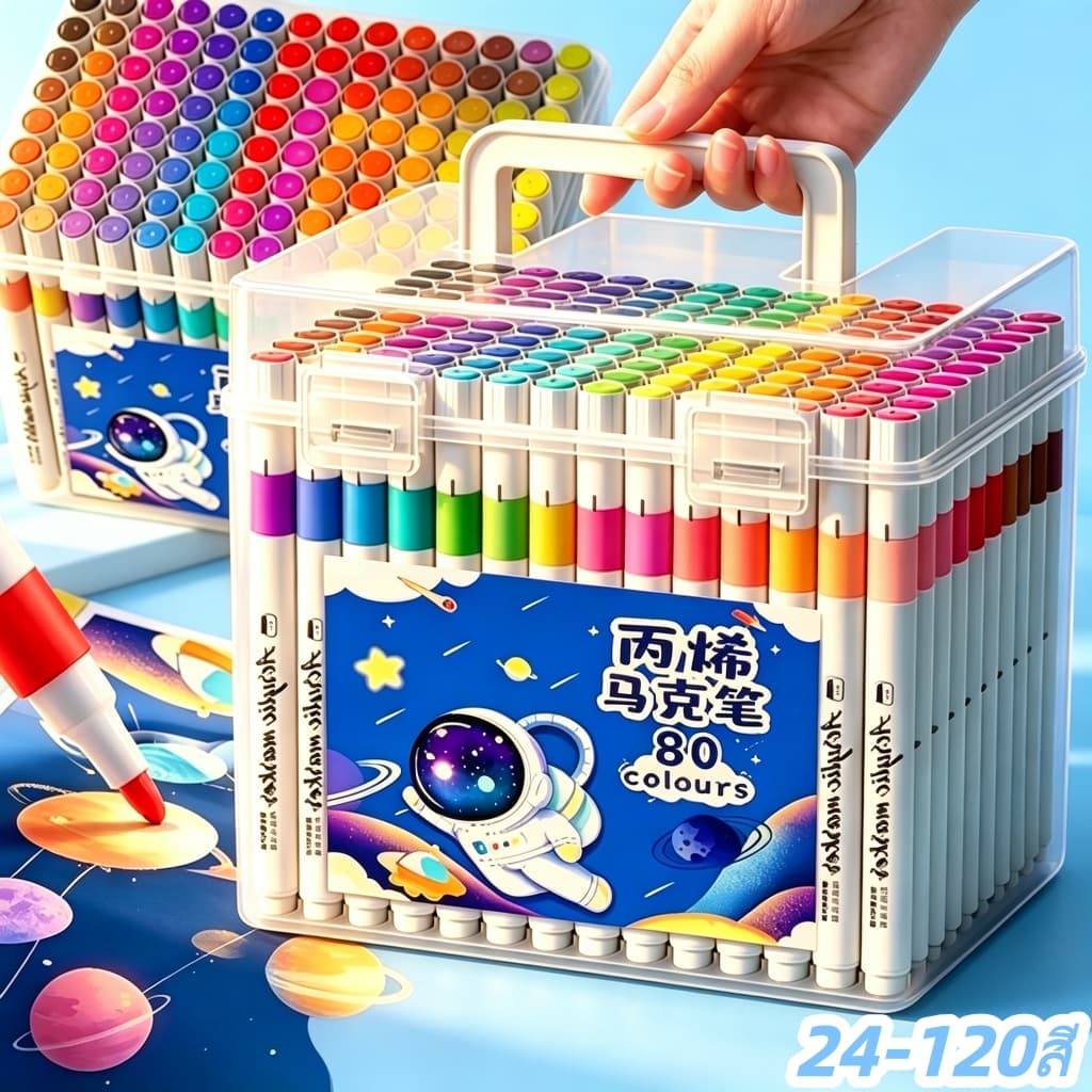ปากกามาร์เกอร์อะคริลิคกันน้ำ มีให้เลือก24/36/48/60/80/100/120 สี วาดเขียนได้บนกระจก พลาสติก หรือโลหะ… รูปที่ 1