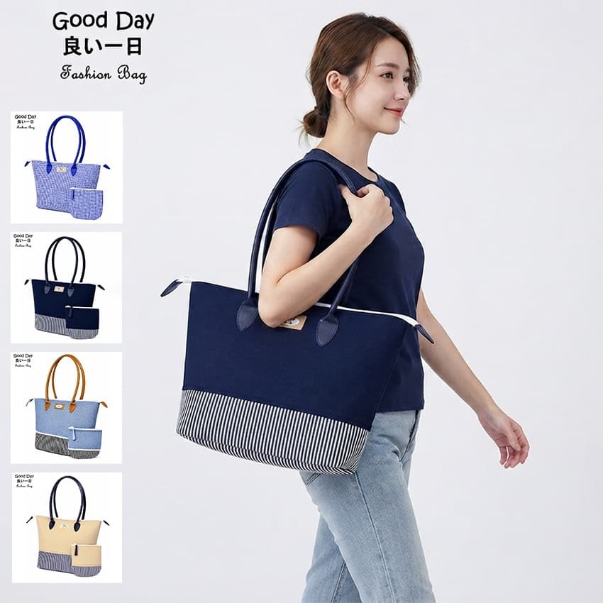 Good day กระเป๋าผ้า กระเป๋าสะพายไหล่ แถมฟรี!! กระเป๋าใบเล็ก 1 ใบ No.BG001 รูปที่ 1