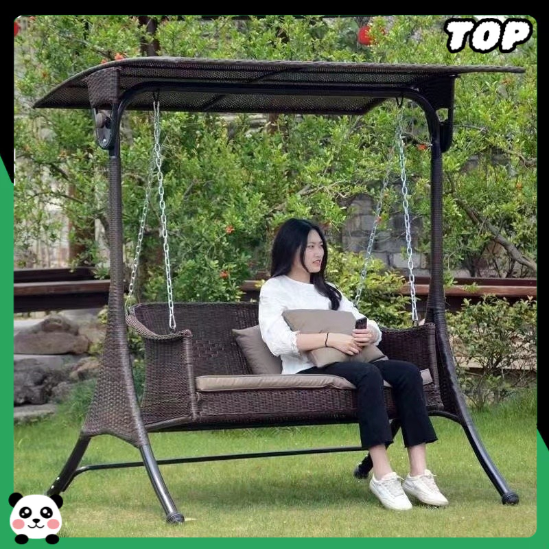 「TOP」 ชิงช้าเหล็กดัดกลางแจ้งสำหรับบ้าน ชิงช้าคู่สำหรับแขก เก้าอี้โยก เปลญวนระเบียงในร่มสำหรับผู้ใหญ่และเด็ก