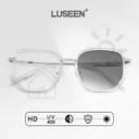 LUSEEN แว่นตา เปลี่ยนสี อัตโนมัติ ป้องกันรังสี กรองแสงสีฟ้า กรอบโลหะ สําหรับ ผู้หญิง ผู้ชาย แว่นตากันแดด…