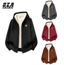 SECHENIC เสื้อกันหนาวฮู้ดหนา ไหมพรมแกะ ซิปเปิดหน้า ตัวใหญ่สบาย อบอุ่นมาก