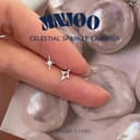 Jinjoo-S925-ต่างหูดาว รุ่น Celestial Sparkle น่ารัก ฝใส่ไปโรงเรียนได้ (แป้นทับเงินแท้925+จุกยาง) รหัส A35