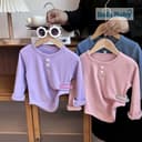เสื้อแขนยาวเด็ก เสื้อยืดคอกลม สีพื้น เหมาะสําหรับอายุ6เดือน-3ปี ใส่ได้ทั้งชายและหญิง CX19