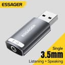 Essager อะแดปเตอร์แยกหูฟัง USB เป็น 3.5 มม. ของ สําหรับพีซี