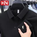 HYPNOS 2855-Y63 เสื้อโปโลผู้ชายปกปักลาย แขนสั้น สีพื้น ผ้านุ่ม ใส่สบาย ระบายอากาศได้ดี