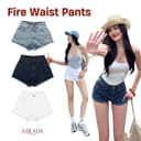 Fire waist Pants กางเกงยีนส์ขาสั้นเอวสูง (020)