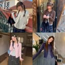 B&R พร้อมส่ง เสื้อยืดแขนยาวลายจุด เสื้อระบายฤดูใบไม้ร่วง ทรงเข้ารูป สไตล์เกาหลีน่ารัก ขนาด S-4XL