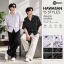 THE ROOM'S-เดอะรูม เสื้อฮาวาย เสื้อเชิ้ตแขนสั้น ส่งด่วน ใส่ทํางาน สีดํา สีขาว ไม่ต้องรีด ยับยาก ผ้านุ่ม…