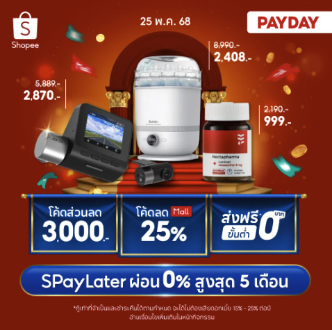 Shopee Pay Day Sale 5.25 เงินออก ช็อปเลย เดือนพฤษภาคม 2568