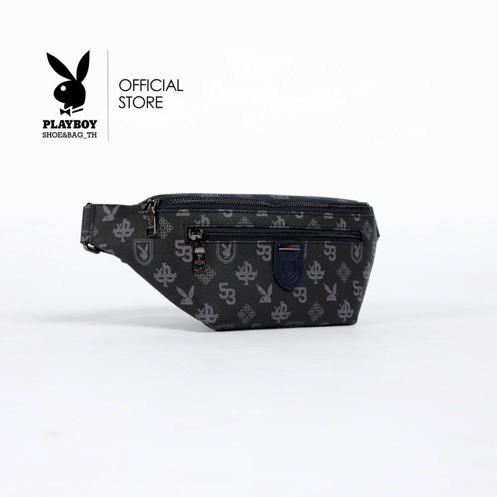 กระเป๋าคาดอกผู้ชาย Playboy Monogram Men's Chest Bag รุ่น ST-B242PBM277-BK