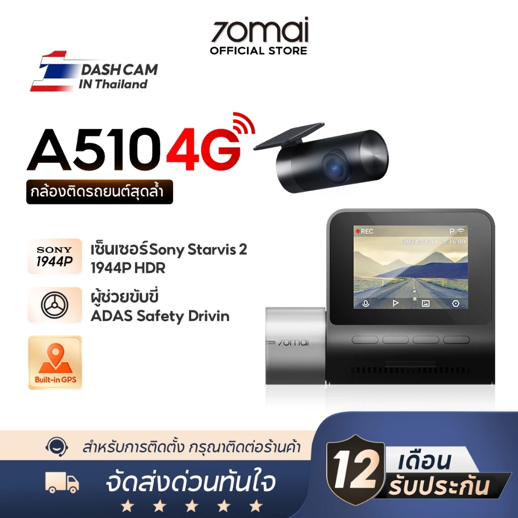 กล้องติดรถยนต์ 70mai Dash Cam A510 ตัวตึงเรื่องเซ็นเซอร์ภาพและ 4G